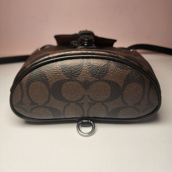 NWT Coach CL458 Amelia Backpack Signature Canvas & Leather Brown - Picture 5 of 6